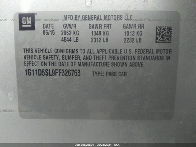 Photo 8 VIN: 1G11D5SL9FF326763 - CHEVROLET MALIBU 