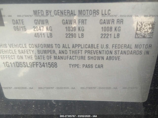 Photo 8 VIN: 1G11D5SL9FF341568 - CHEVROLET MALIBU 