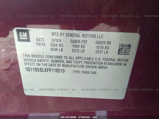 Photo 8 VIN: 1G11D5SLXFF118519 - CHEVROLET MALIBU 