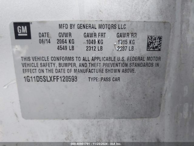 Photo 8 VIN: 1G11D5SLXFF120593 - CHEVROLET MALIBU 