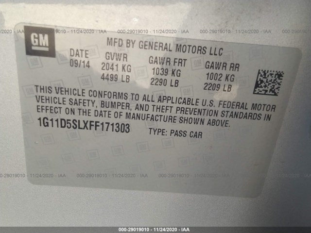 Photo 8 VIN: 1G11D5SLXFF171303 - CHEVROLET MALIBU 