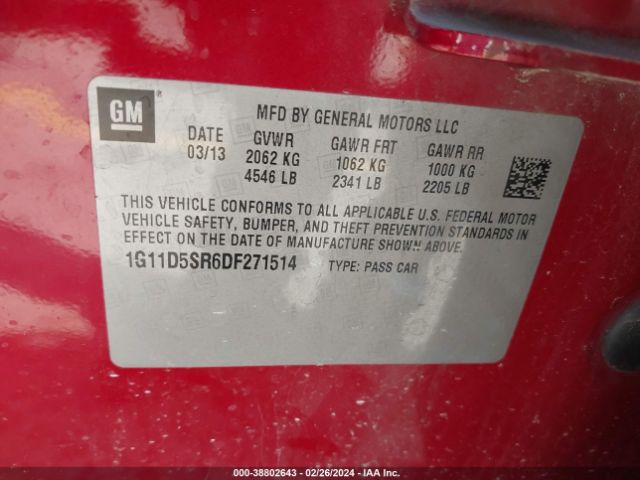 Photo 8 VIN: 1G11D5SR6DF271514 - CHEVROLET MALIBU 