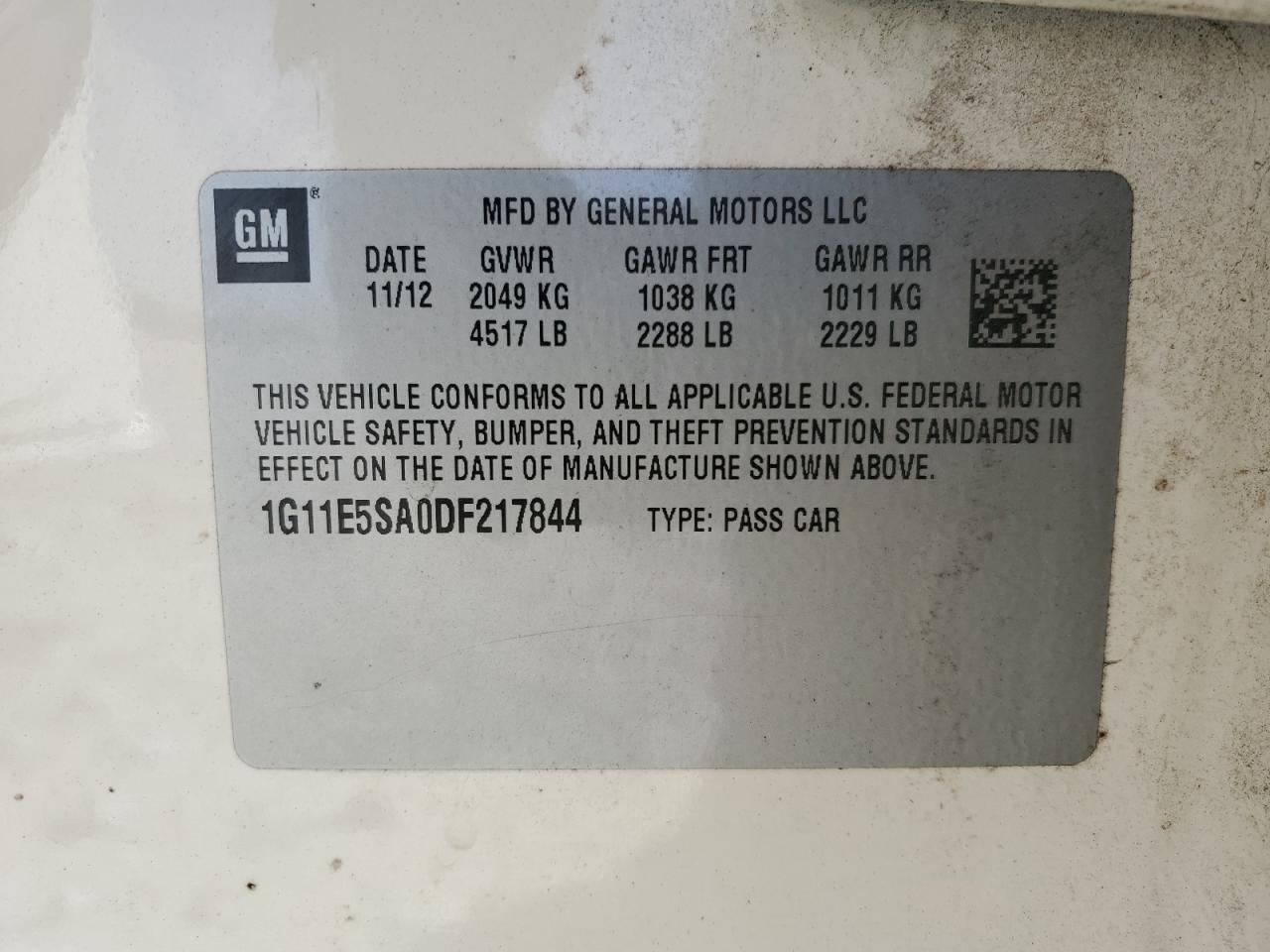 Photo 11 VIN: 1G11E5SA0DF217844 - CHEVROLET MALIBU 