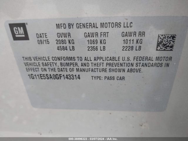 Photo 8 VIN: 1G11E5SA0GF143314 - CHEVROLET MALIBU LIMITED 