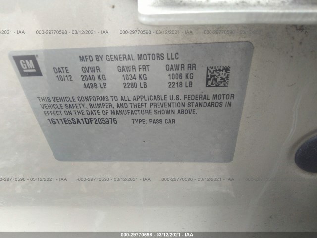 Photo 8 VIN: 1G11E5SA1DF205976 - CHEVROLET MALIBU 