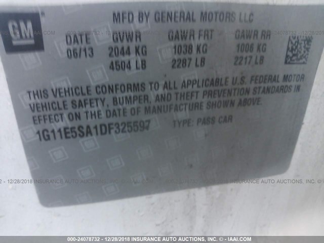 Photo 8 VIN: 1G11E5SA1DF325597 - CHEVROLET MALIBU 