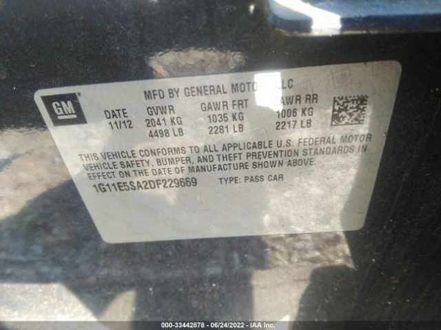 Photo 8 VIN: 1G11E5SA2DF229669 - CHEVROLET MALIBU 