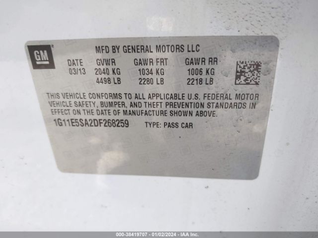 Photo 8 VIN: 1G11E5SA2DF268259 - CHEVROLET MALIBU 