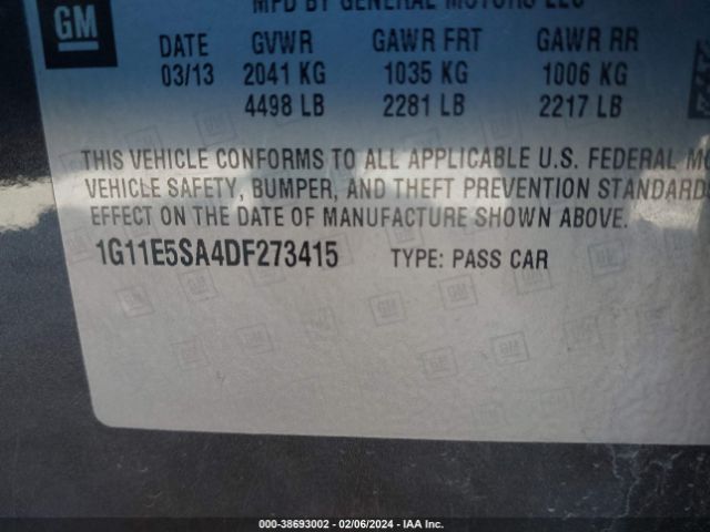 Photo 8 VIN: 1G11E5SA4DF273415 - CHEVROLET MALIBU 