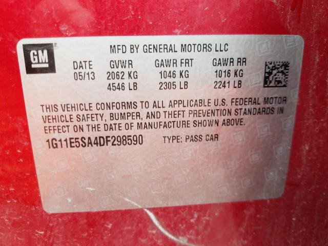 Photo 9 VIN: 1G11E5SA4DF298590 - CHEVROLET MALIBU 2LT 