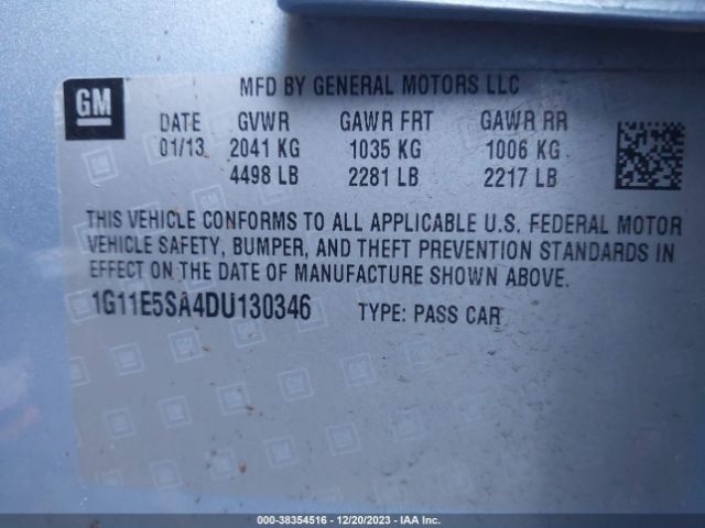 Photo 8 VIN: 1G11E5SA4DU130346 - CHEVROLET MALIBU 