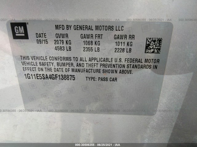 Photo 8 VIN: 1G11E5SA4GF138875 - CHEVROLET MALIBU LIMITED 