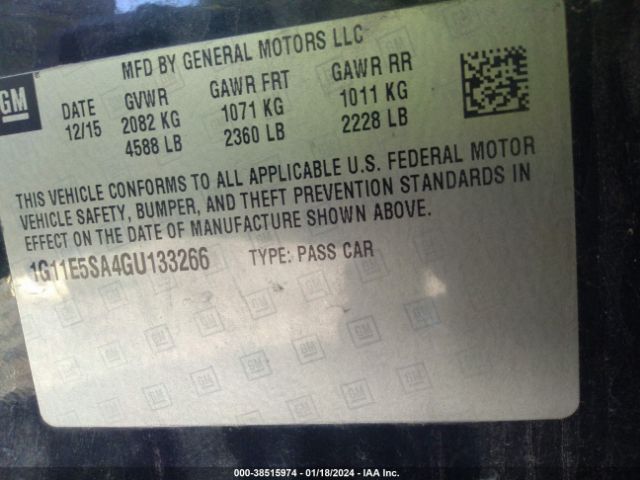 Photo 8 VIN: 1G11E5SA4GU133266 - CHEVROLET MALIBU LIMITED 