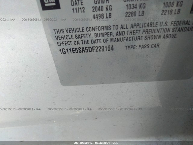 Photo 8 VIN: 1G11E5SA5DF229164 - CHEVROLET MALIBU 