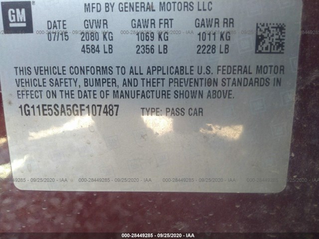 Photo 8 VIN: 1G11E5SA5GF107487 - CHEVROLET MALIBU LIMITED 