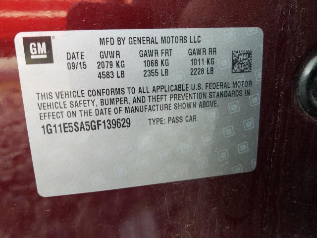 Photo 9 VIN: 1G11E5SA5GF139629 - CHEVROLET MALIBU LIM 