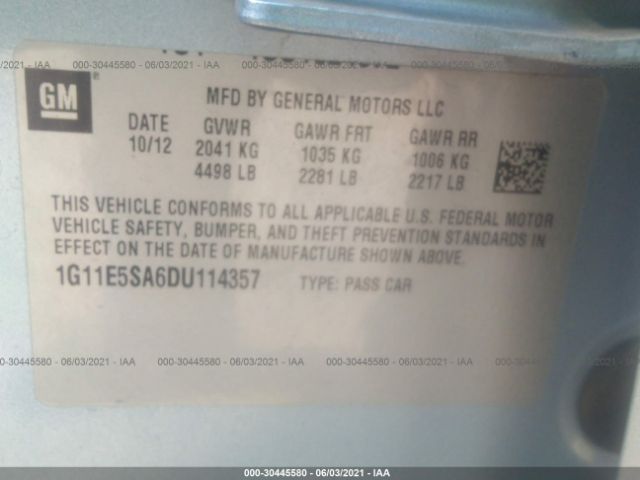 Photo 8 VIN: 1G11E5SA6DU114357 - CHEVROLET MALIBU 