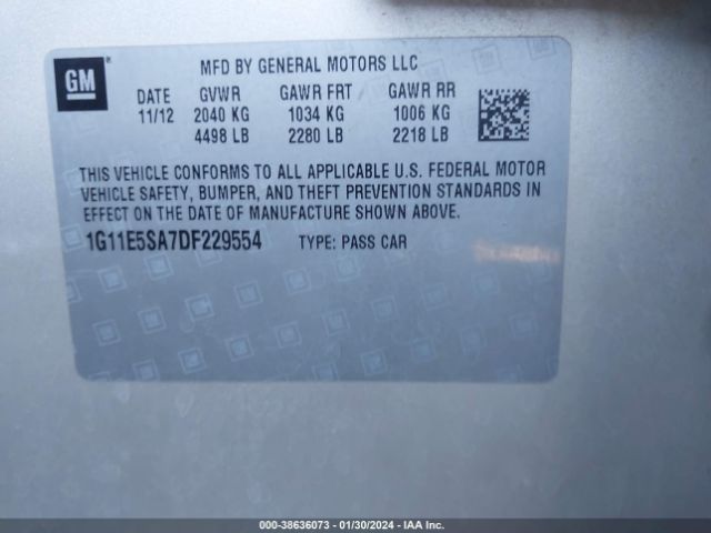 Photo 8 VIN: 1G11E5SA7DF229554 - CHEVROLET MALIBU 