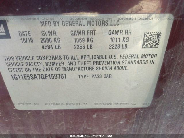 Photo 8 VIN: 1G11E5SA7GF159767 - CHEVROLET MALIBU LIMITED 