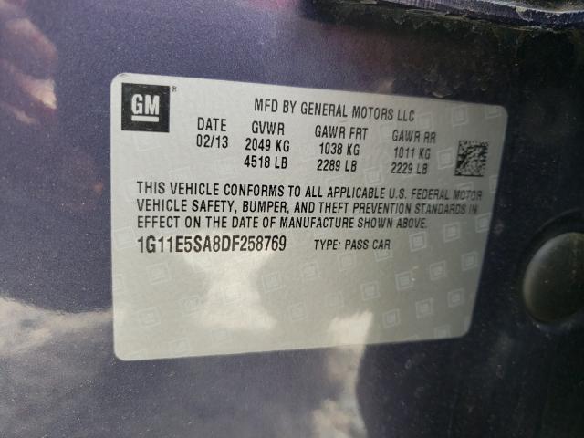 Photo 9 VIN: 1G11E5SA8DF258769 - CHEVROLET MALIBU 2LT 