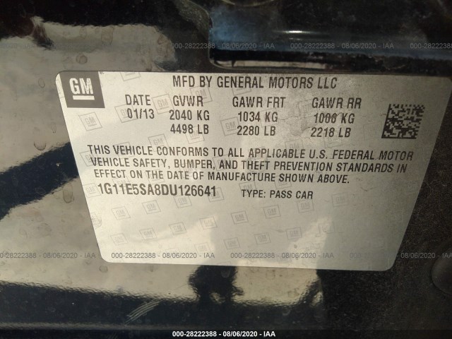 Photo 8 VIN: 1G11E5SA8DU126641 - CHEVROLET MALIBU 