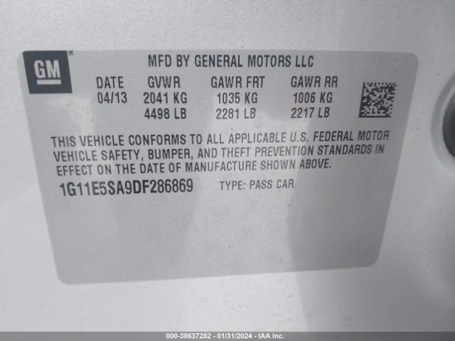 Photo 8 VIN: 1G11E5SA9DF286869 - CHEVROLET MALIBU 