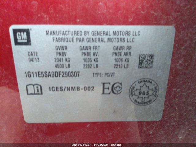 Photo 8 VIN: 1G11E5SA9DF290307 - CHEVROLET MALIBU 