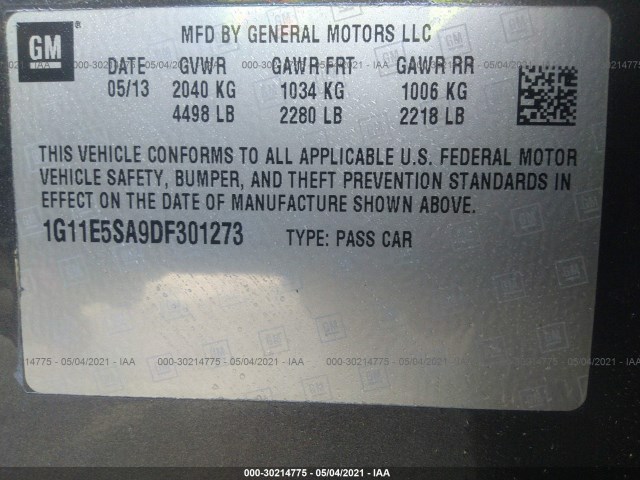 Photo 8 VIN: 1G11E5SA9DF301273 - CHEVROLET MALIBU 