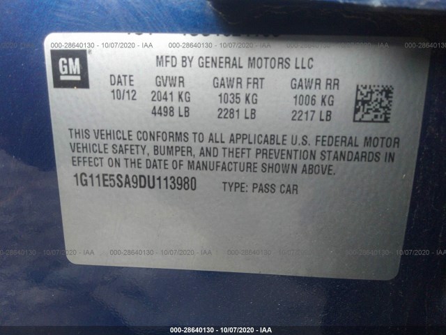 Photo 8 VIN: 1G11E5SA9DU113980 - CHEVROLET MALIBU 