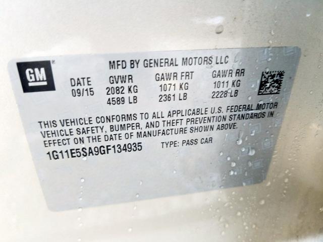 Photo 9 VIN: 1G11E5SA9GF134935 - CHEVROLET MALIBU LIM 