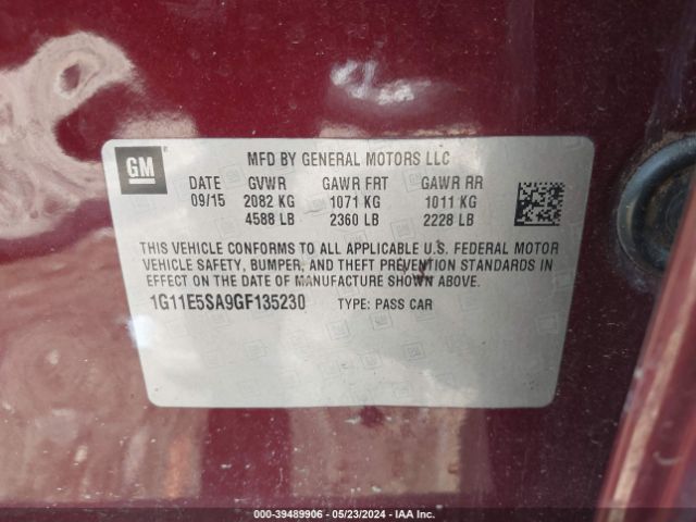 Photo 8 VIN: 1G11E5SA9GF135230 - CHEVROLET MALIBU LIMITED 