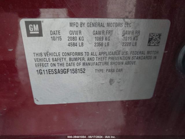 Photo 8 VIN: 1G11E5SA9GF158152 - CHEVROLET MALIBU LIMITED 