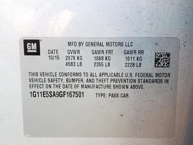 Photo 9 VIN: 1G11E5SA9GF167501 - CHEVROLET MALIBU LIM 