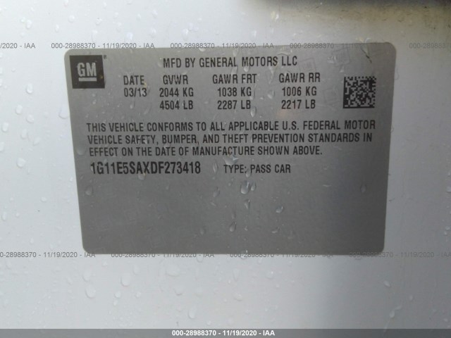 Photo 8 VIN: 1G11E5SAXDF273418 - CHEVROLET MALIBU 