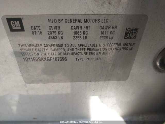 Photo 8 VIN: 1G11E5SAXGF107596 - CHEVROLET MALIBU LIMITED 