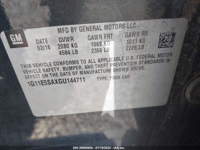 Photo 8 VIN: 1G11E5SAXGU144711 - CHEVROLET MALIBU LIMITED 