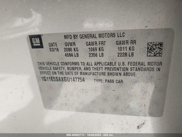 Photo 8 VIN: 1G11E5SAXGU147754 - CHEVROLET MALIBU LIMITED 