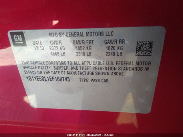 Photo 8 VIN: 1G11E5SL1EF180743 - CHEVROLET MALIBU 