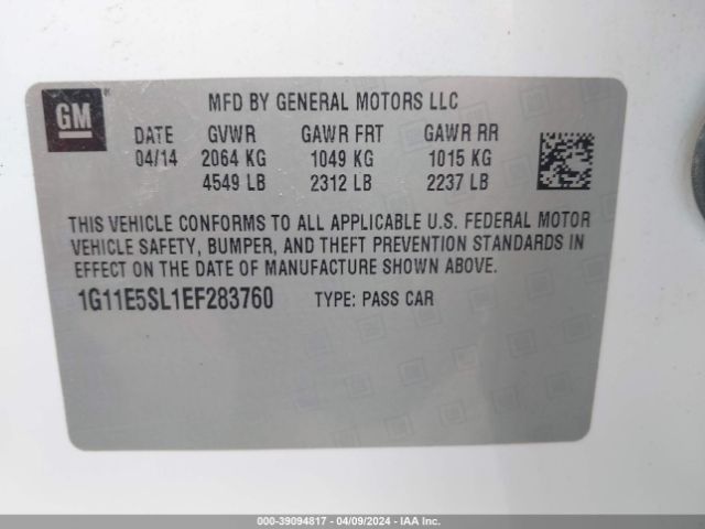 Photo 8 VIN: 1G11E5SL1EF283760 - CHEVROLET MALIBU 