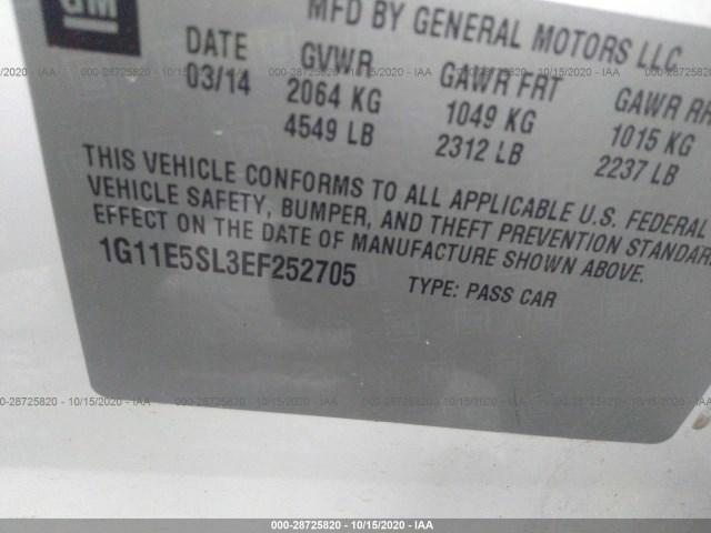 Photo 8 VIN: 1G11E5SL3EF252705 - CHEVROLET MALIBU 