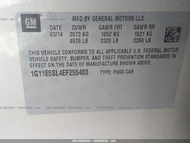 Photo 8 VIN: 1G11E5SL4EF255483 - CHEVROLET MALIBU 