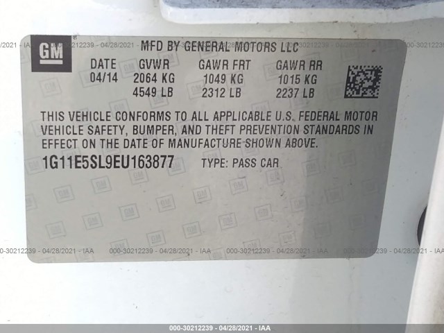 Photo 8 VIN: 1G11E5SL9EU163877 - CHEVROLET MALIBU 