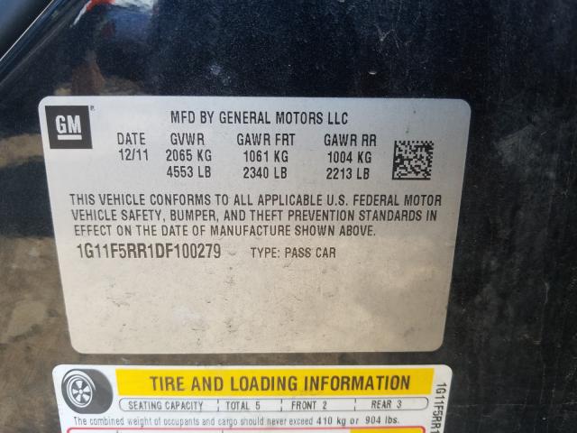 Photo 9 VIN: 1G11F5RR1DF100279 - CHEVROLET MALIBU 2LT 