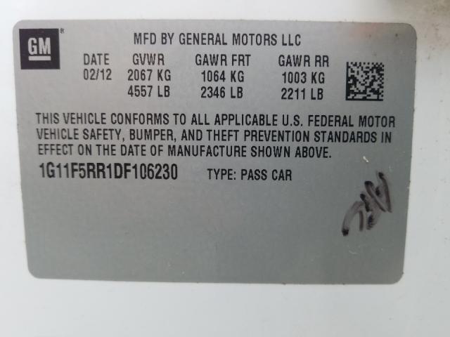 Photo 9 VIN: 1G11F5RR1DF106230 - CHEVROLET MALIBU 2LT 