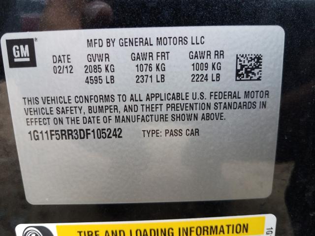 Photo 9 VIN: 1G11F5RR3DF105242 - CHEVROLET MALIBU 2LT 