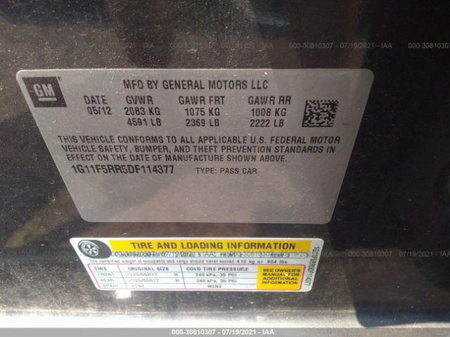 Photo 8 VIN: 1G11F5RR5DF114377 - CHEVROLET MALIBU 