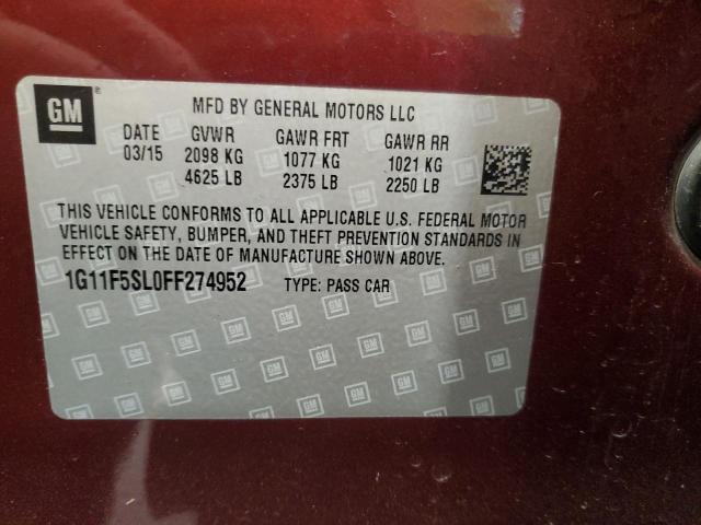 Photo 11 VIN: 1G11F5SL0FF274952 - CHEVROLET MALIBU LTZ 