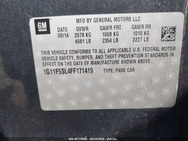 Photo 8 VIN: 1G11F5SL4FF171419 - CHEVROLET MALIBU 