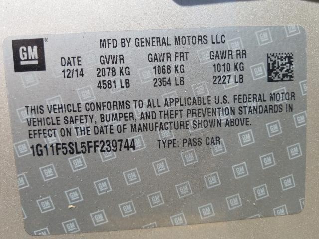 Photo 9 VIN: 1G11F5SL5FF239744 - CHEVROLET MALIBU LTZ 