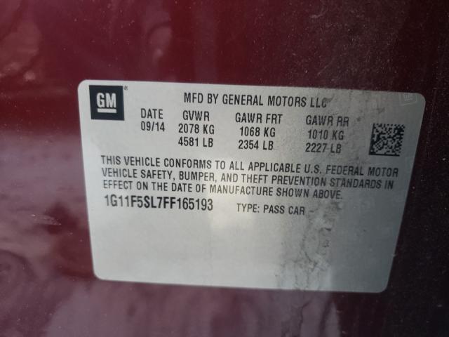 Photo 9 VIN: 1G11F5SL7FF165193 - CHEVROLET MALIBU LTZ 